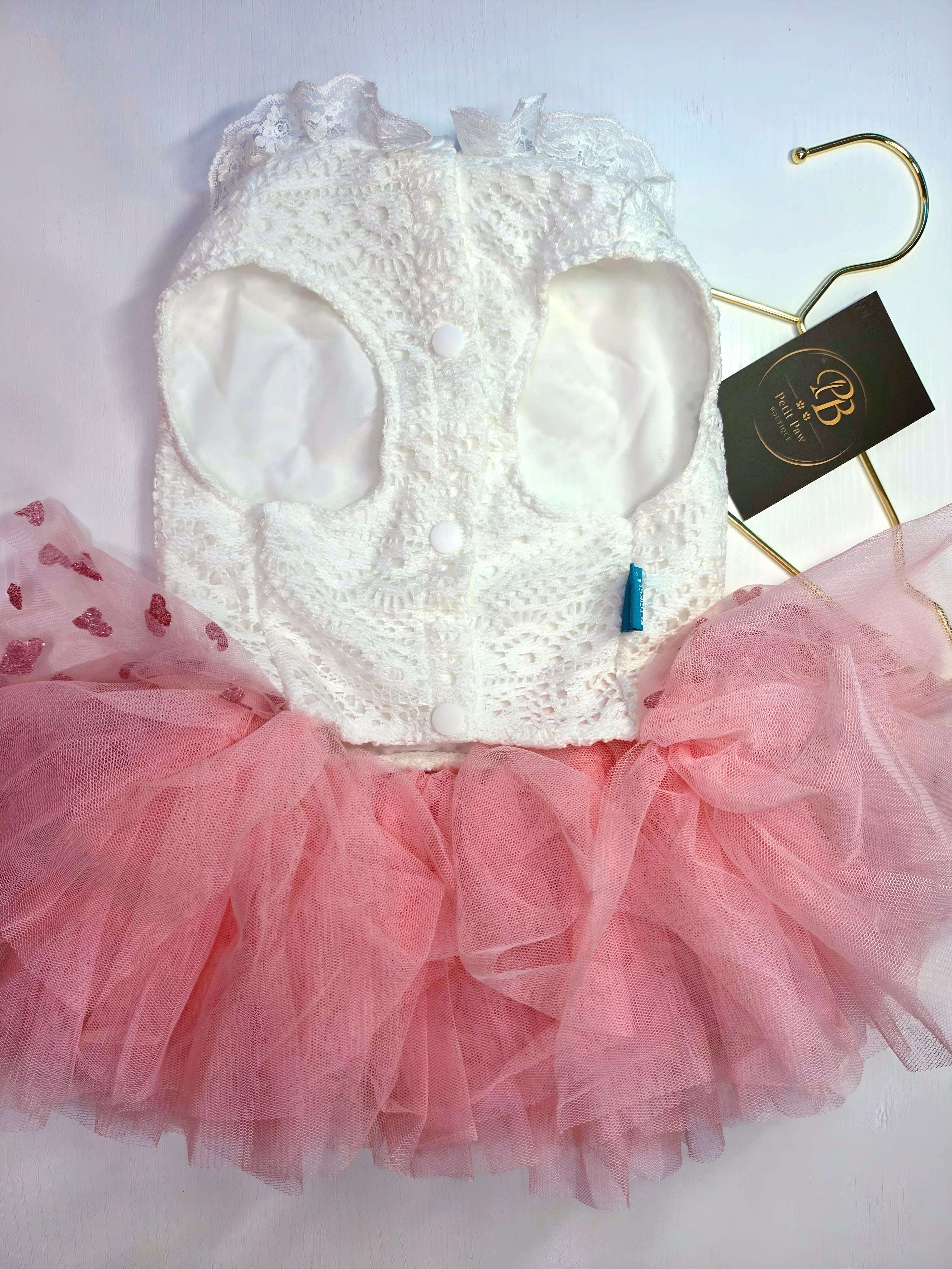 Vestido de Encaje con Tutú de Corazones