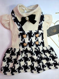 Vestido Tweed Blanco y Negro con Moño de Perla