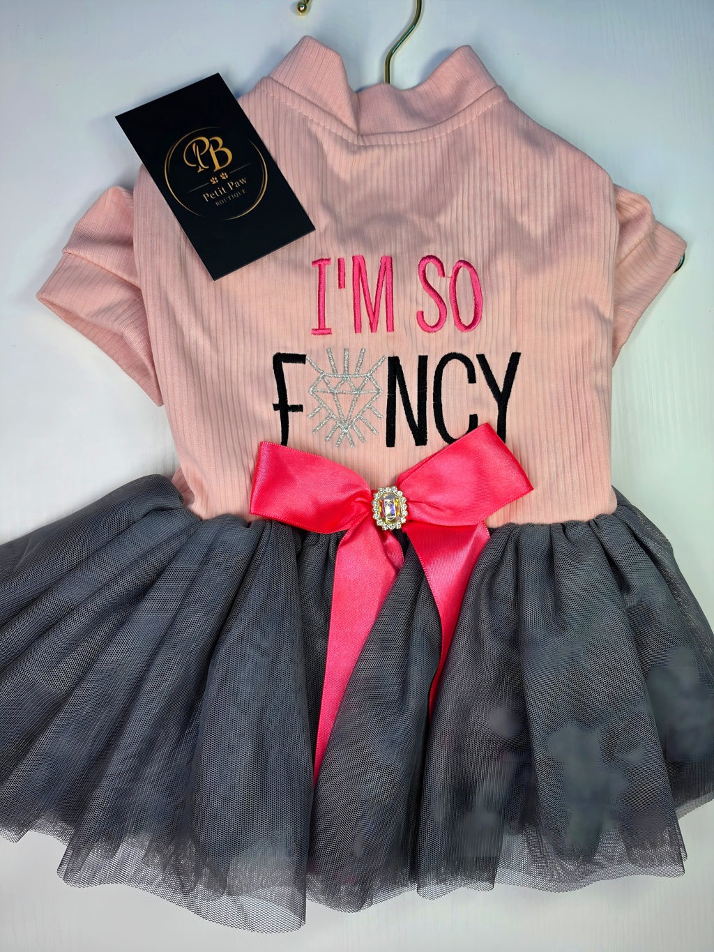 Vestido "I'm So Fancy" Rosa con Tutú Gris