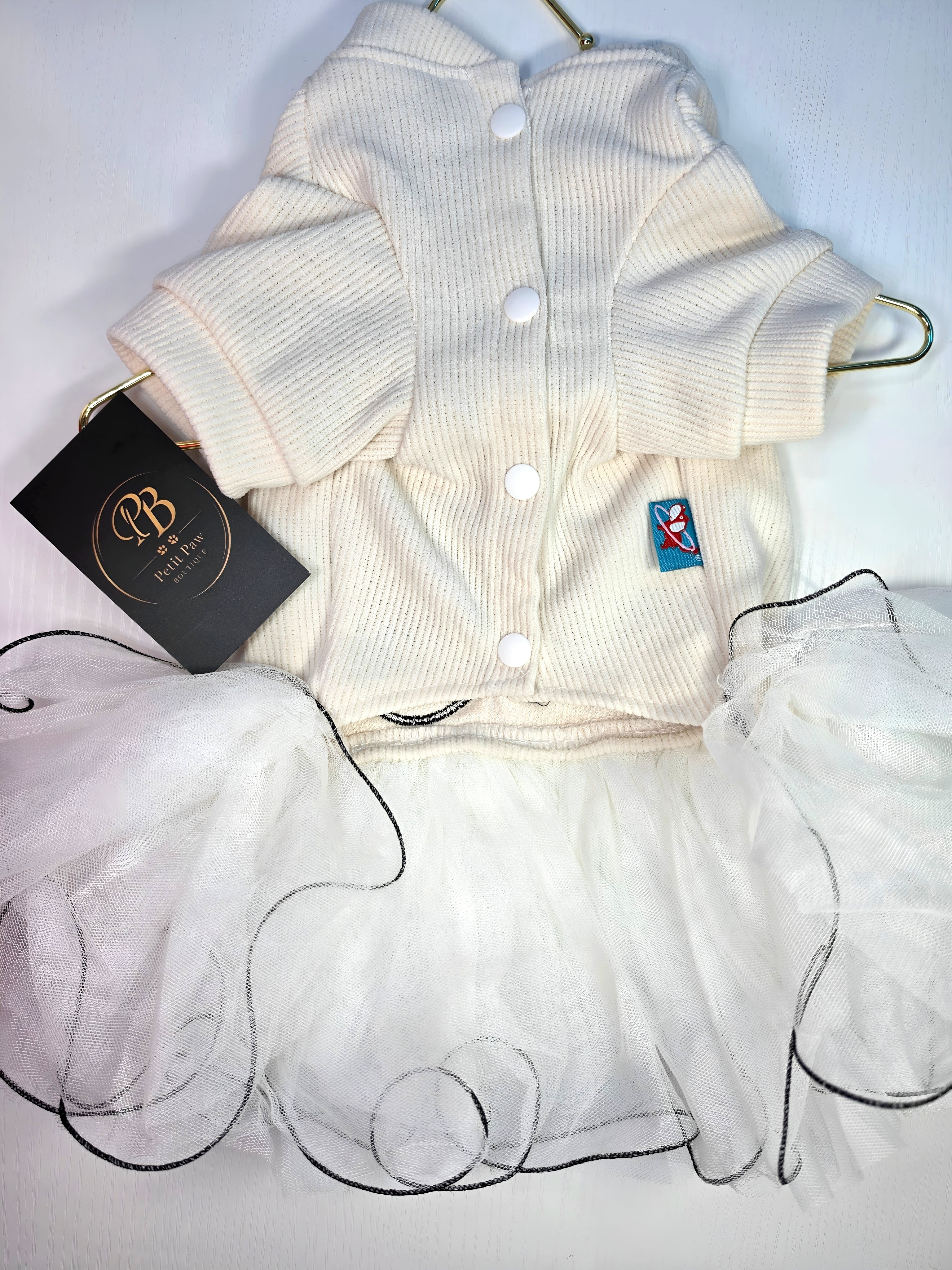 Vestido Suéter Panda con Tutú Blanco