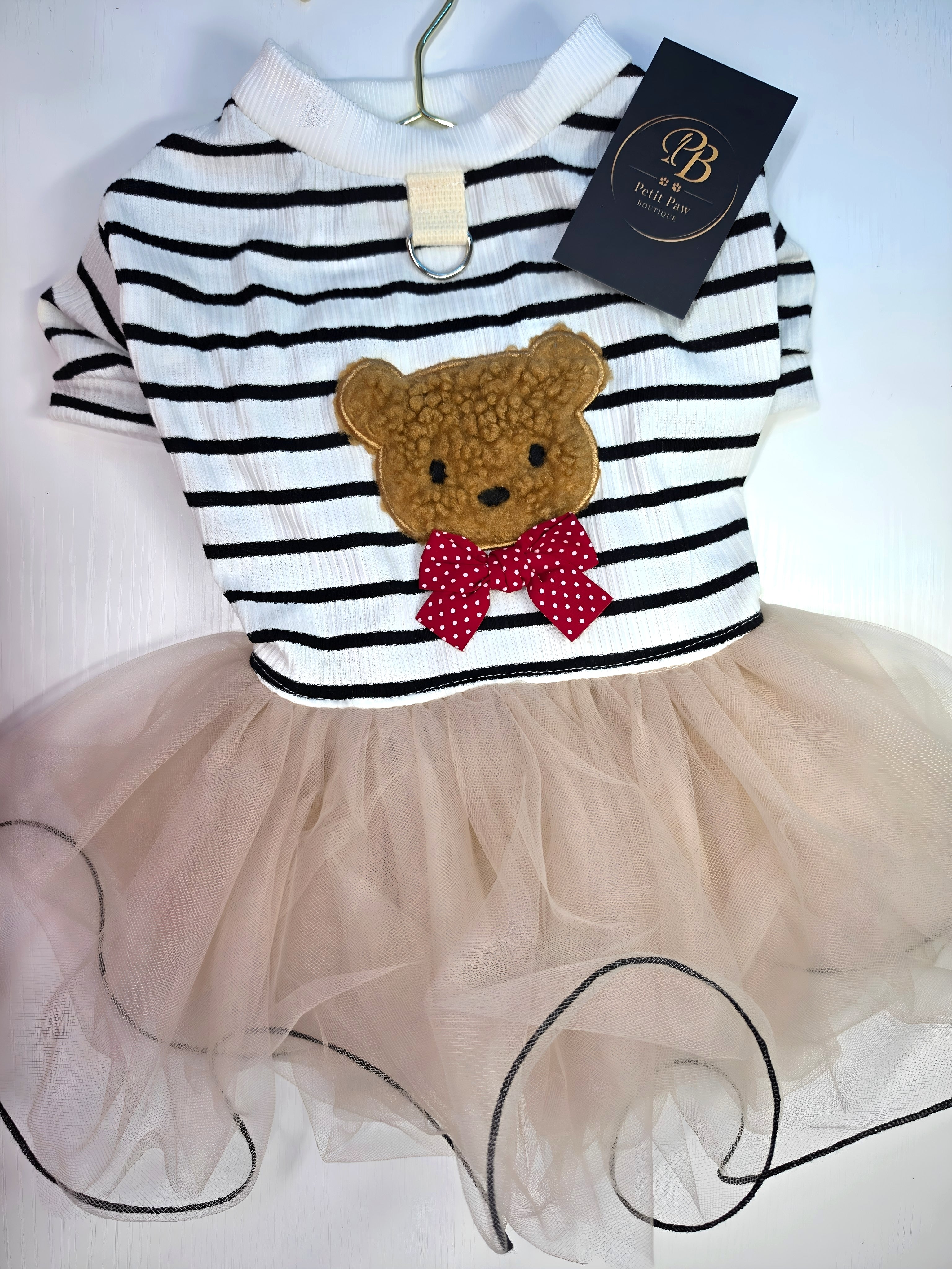Vestido Marinero con Osito Teddy y Tutú Champagne