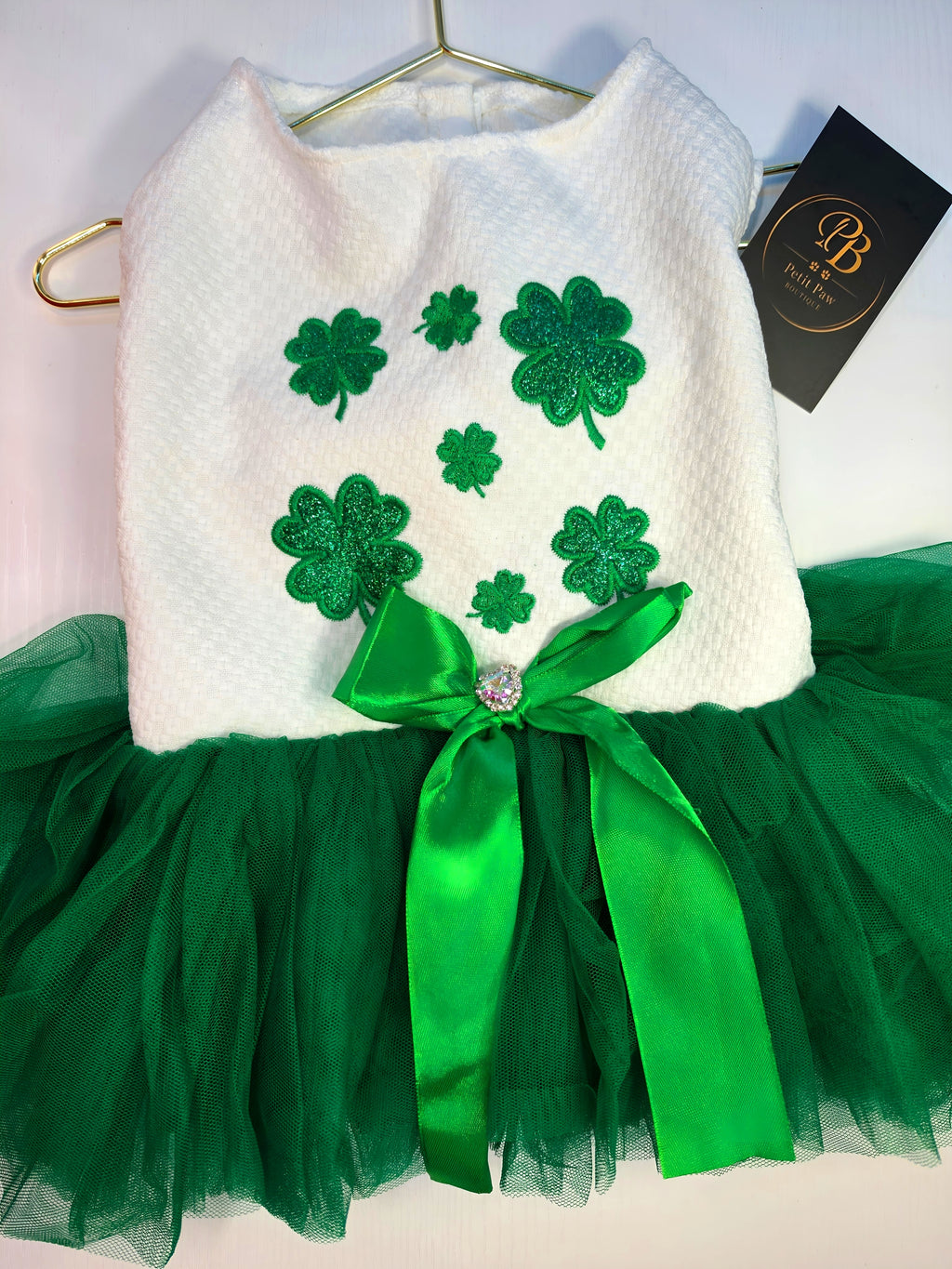Vestido San Patricio con Tréboles y Tutú Verde