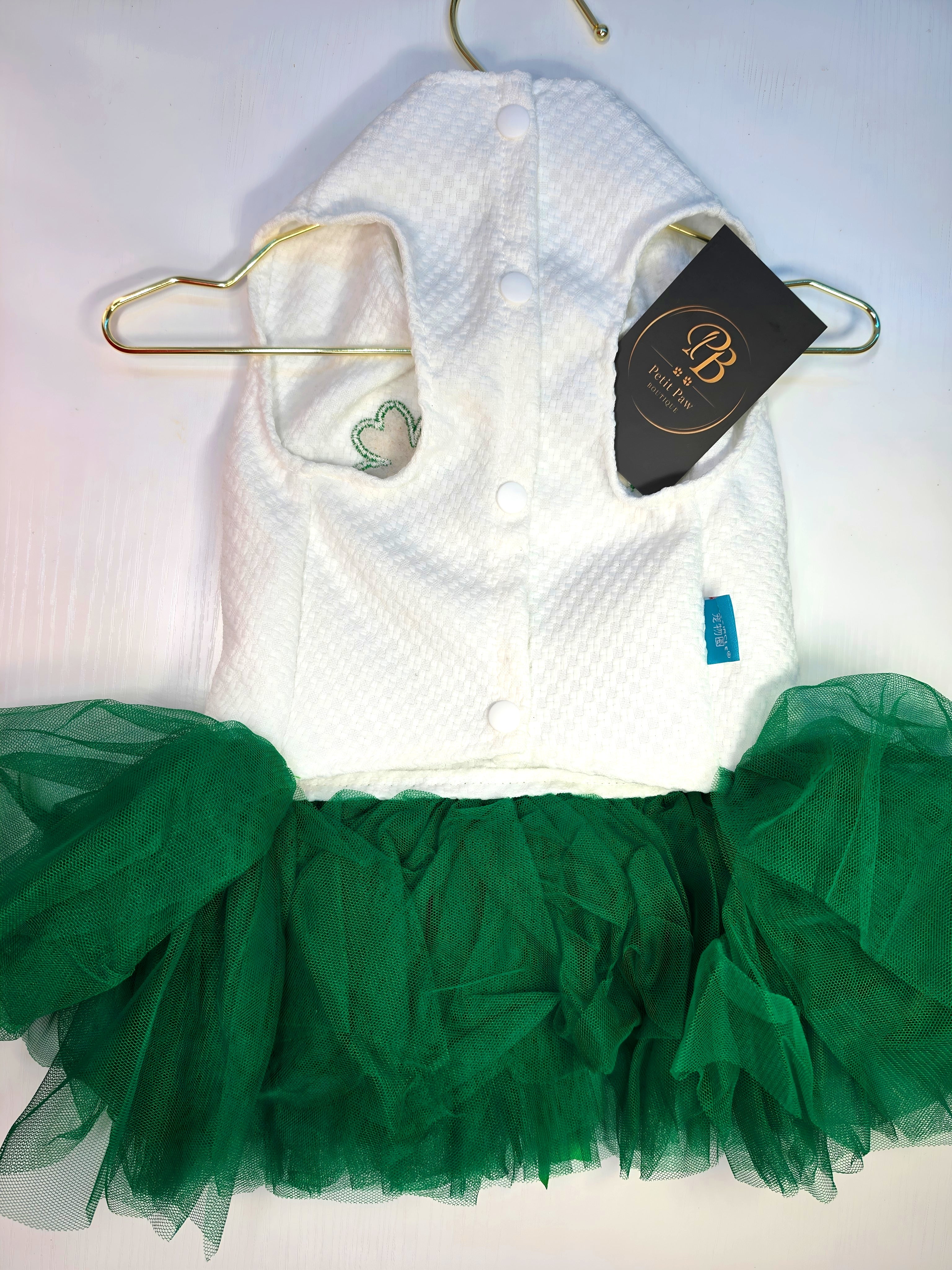 Vestido San Patricio con Tréboles y Tutú Verde