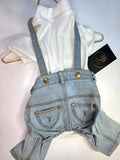 Overol de Denim con Volantes y Body Blanco